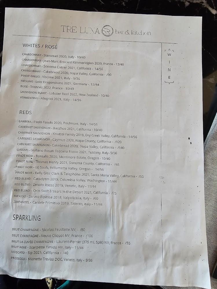 Tre Luna Bar and Kitchen Menu image 2