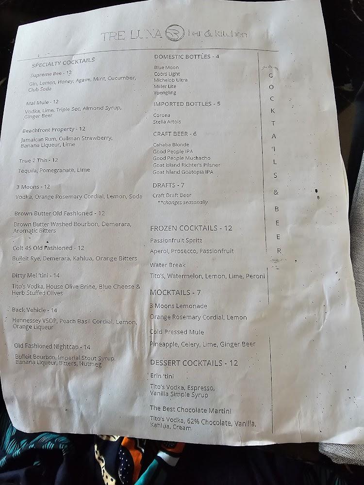Tre Luna Bar and Kitchen Menu image 4